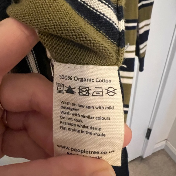 People Tree Dionne Organic Cotton Striped Long Sleeve Sweater Dress Size 10 - Picture 9 of 9